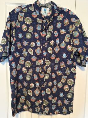 Vintage Kahala Club Kahala Golf Aloha Shirt - Navy Blue - Size Large